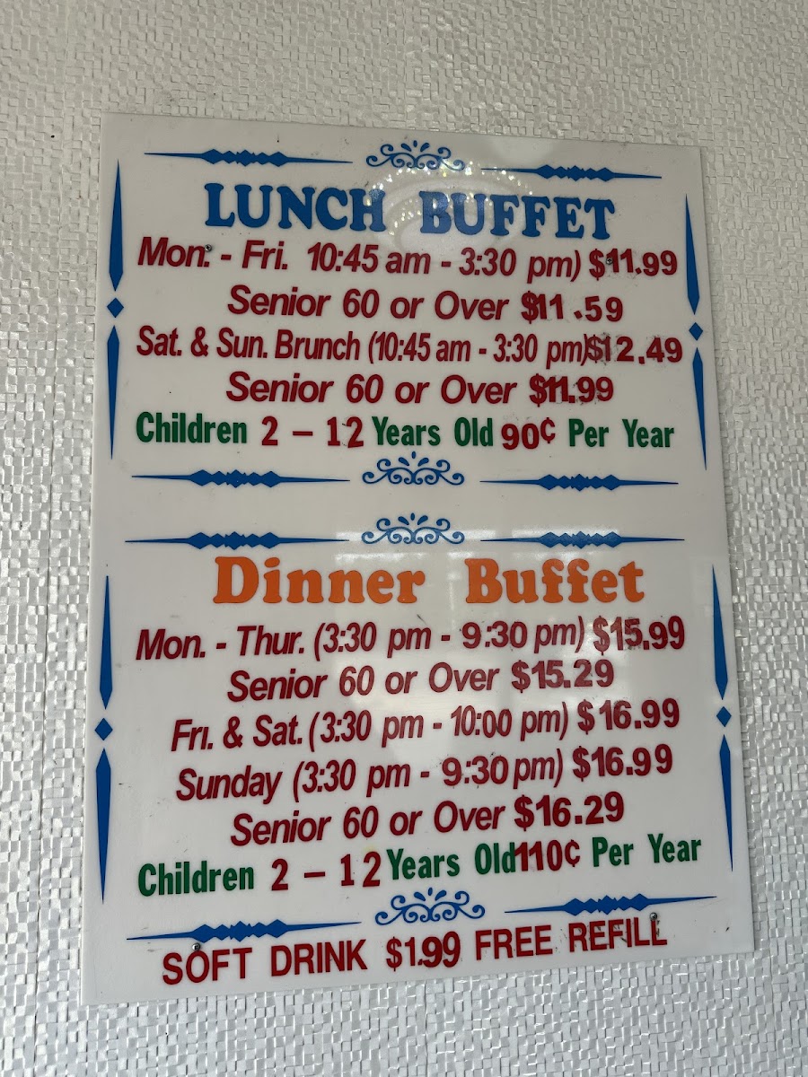 Fortune Buffet Menu - Image 1